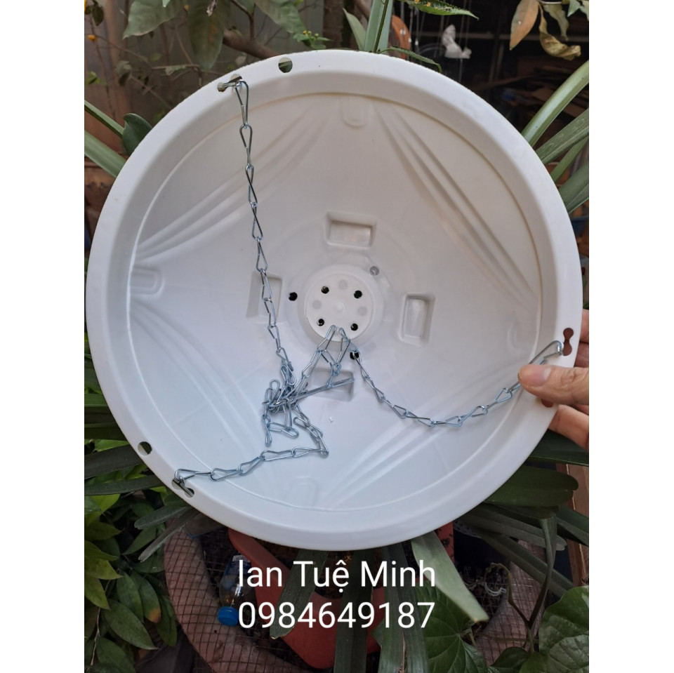 Combo 5 Chậu Chảo Nhựa Treo Dây Xích Trồng Hoa