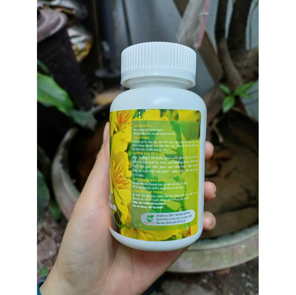 Chế phẩm Rụng lá mai đồng loạt lọ 50gr – bật nụ mạnh, nở hoa đều