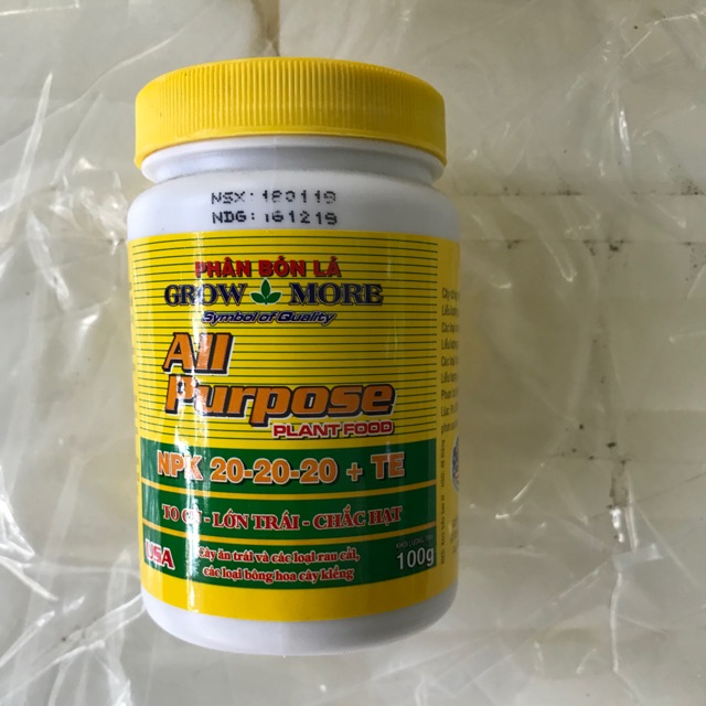 Phân Bón Lá NPK 20-20-20 Hộp 100g Phân Bón Lá NPK 20-20-20 Hộp 100g